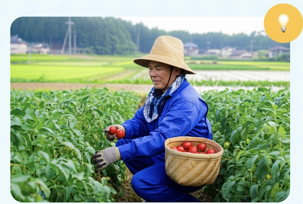 農家の方が野菜を収穫している様子